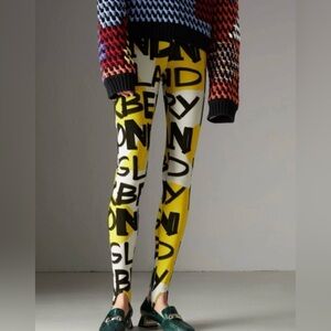 Burberry Yellow and Black Graphic Leggings